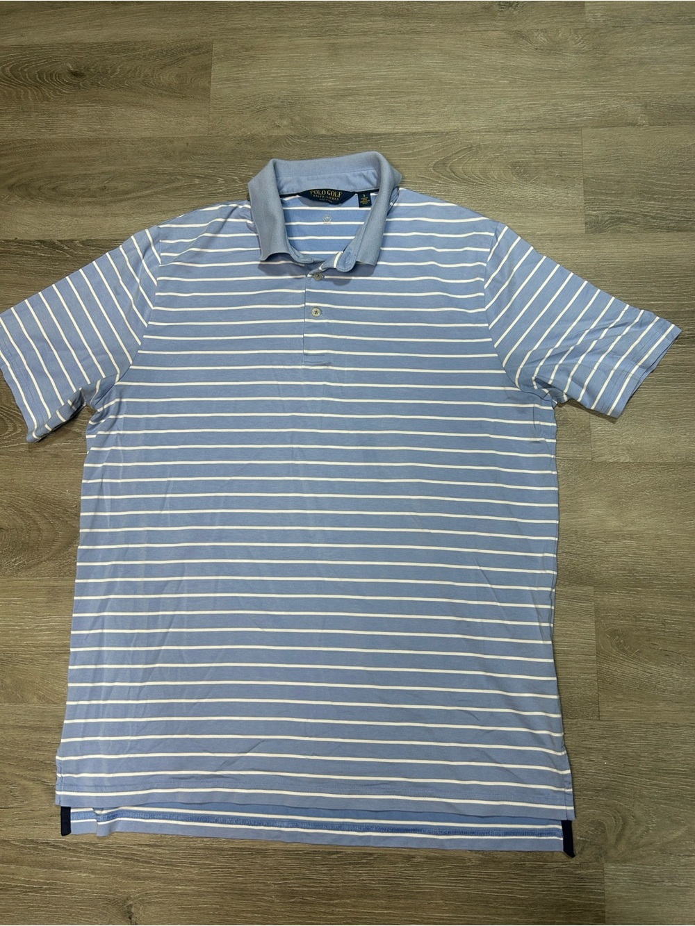 Ralph Lauren Polo Golf Wicking Striped Short Sleeve Polo Shirt Men's L Blue